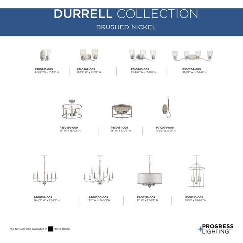 Durrell 4 Light 21 inch Brushed Nickel Chandelier Ceiling Light